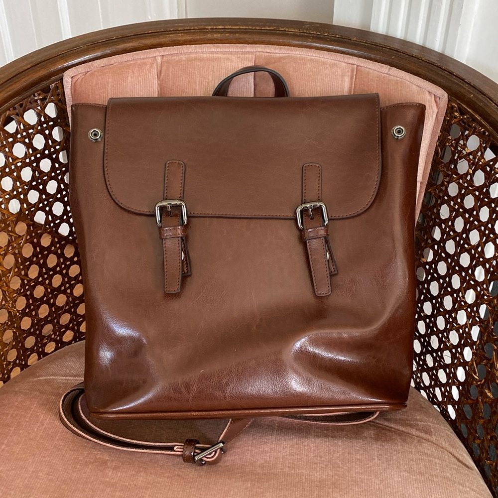 S-ZONE dark brown leather backpack
